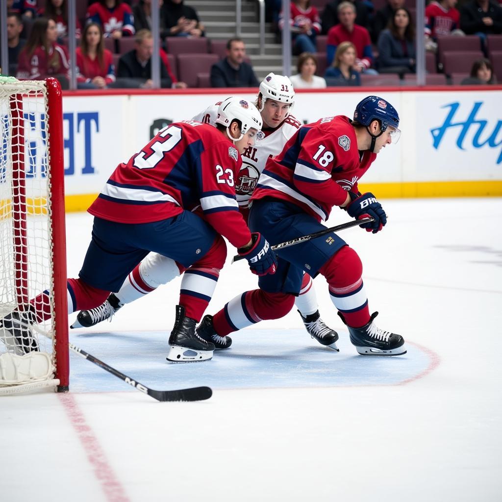 Hockey Players Applying 2-1-2 Forecheck Pressure