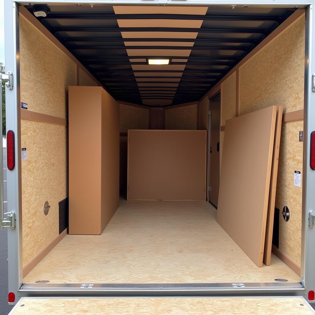 Spacious interior of a 20 foot enclosed trailer