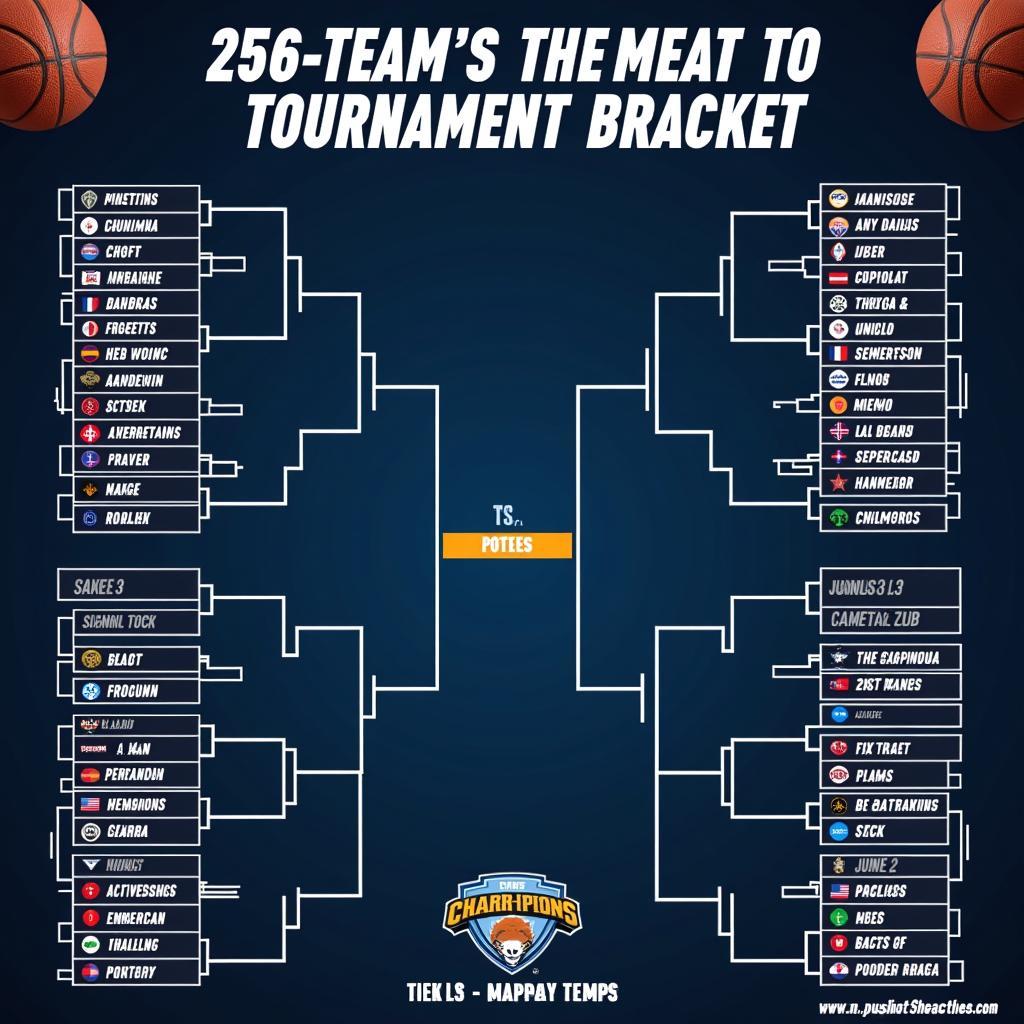 256 Team Single-Elimination Tournament Bracket Example