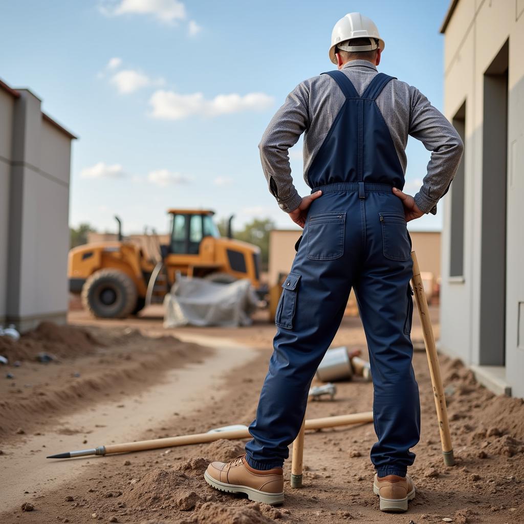 Construction Worker Wearing 5x Overalls