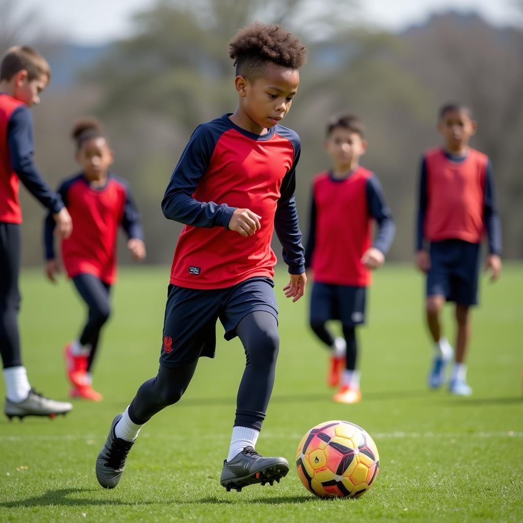 Aaron James in youth football training