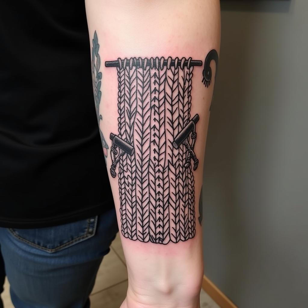 Geometric abstract tattoo inspired by knitting patterns