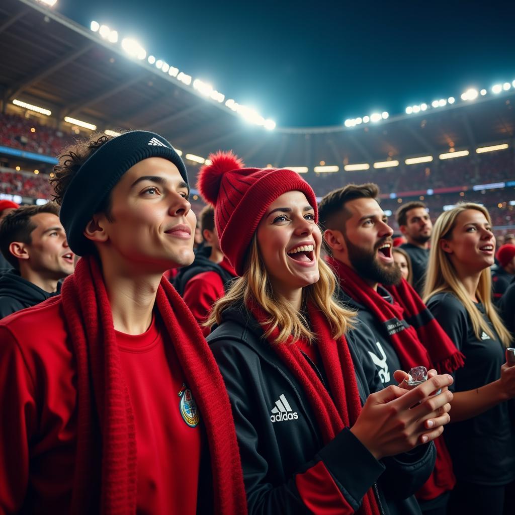 Fans Wearing Adidas Apparel at Football Match