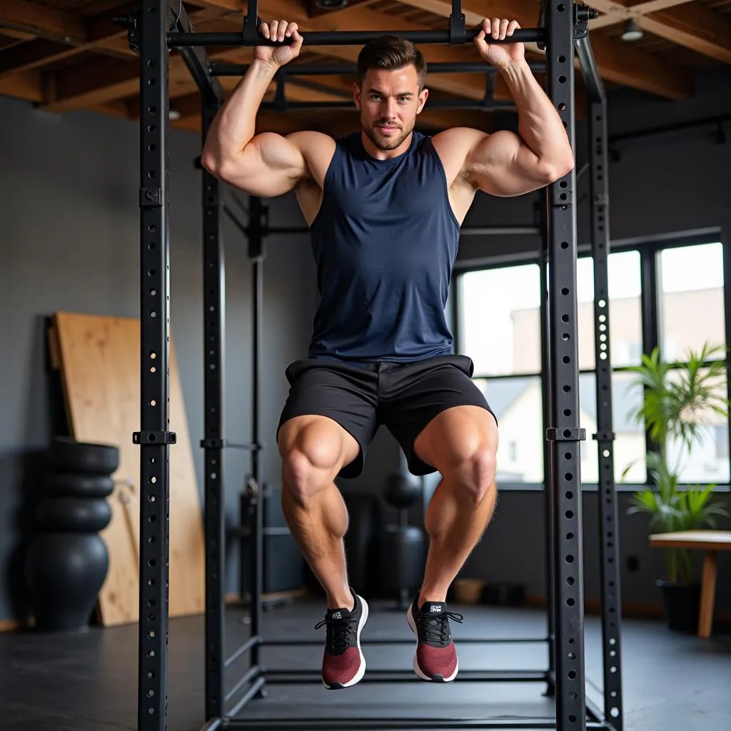 Adult Using Add On Monkey Bars for Workout