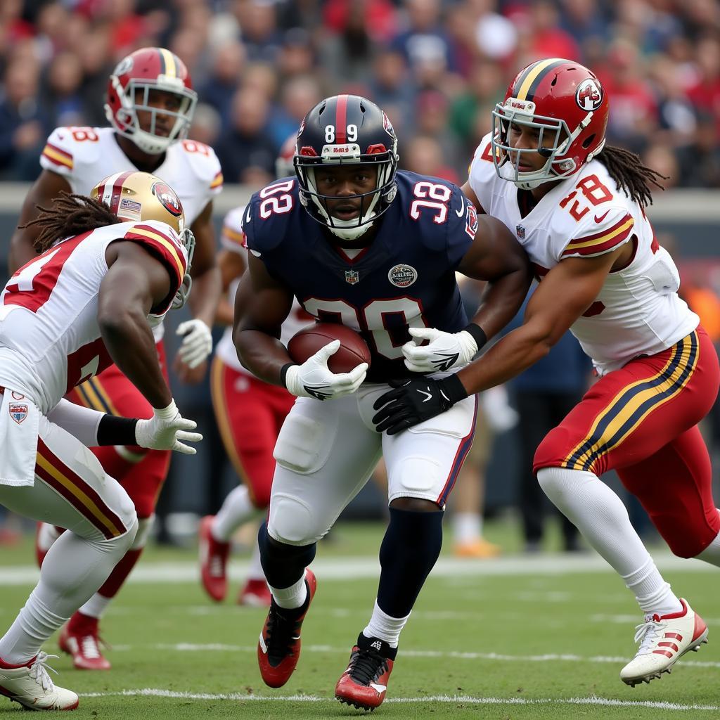 AJ Brown powering through defenders for a touchdown