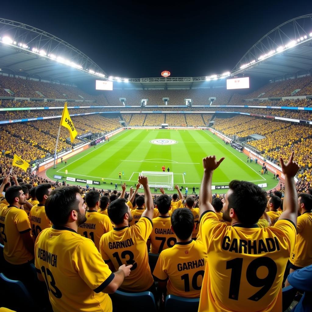 Al Nassr Fans Celebrating in Stadium