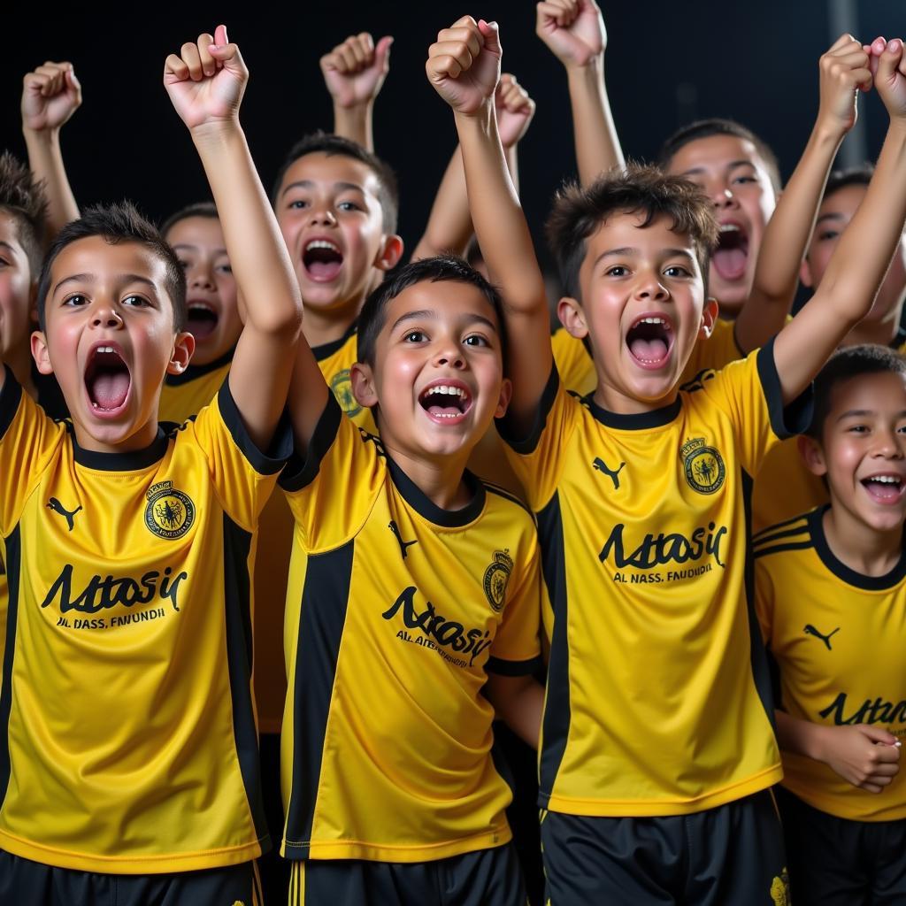  Young Al Nassr Fans Celebrating a Victory 