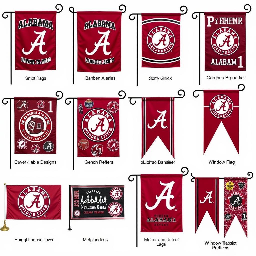 Variety of Alabama Football House Flag Designs