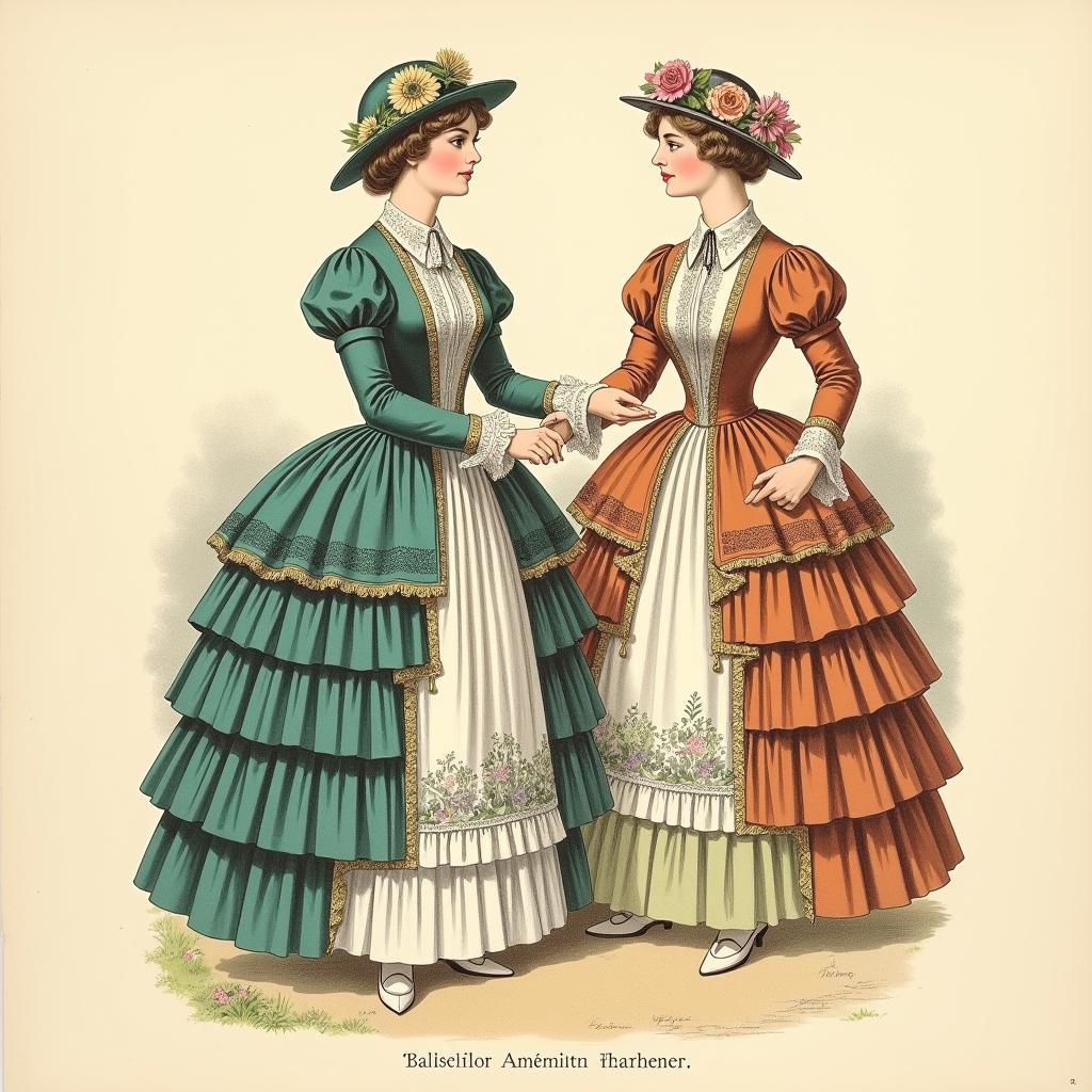 Fashion Plate of Women Wearing American Bustles