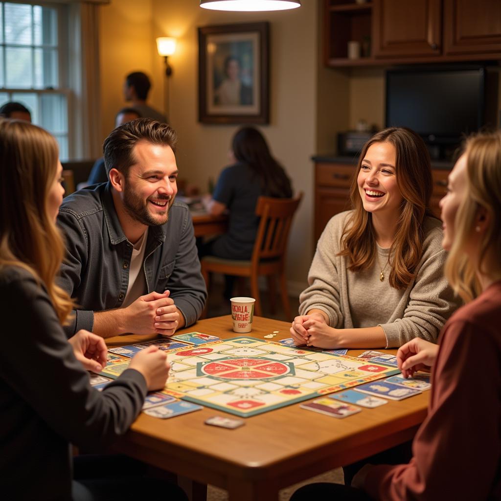 Friends and family playing "And It Came to Pass" card game