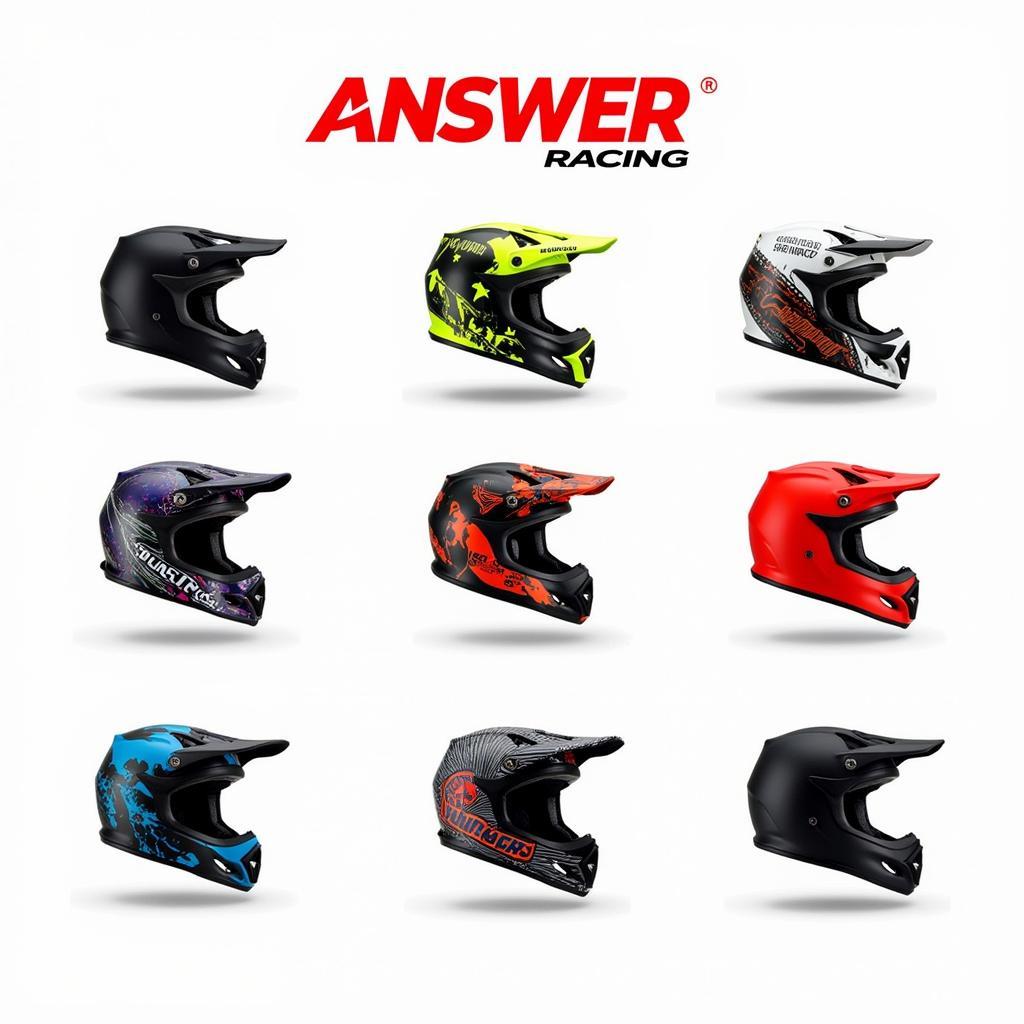 Various Answer Racing Helmet Designs