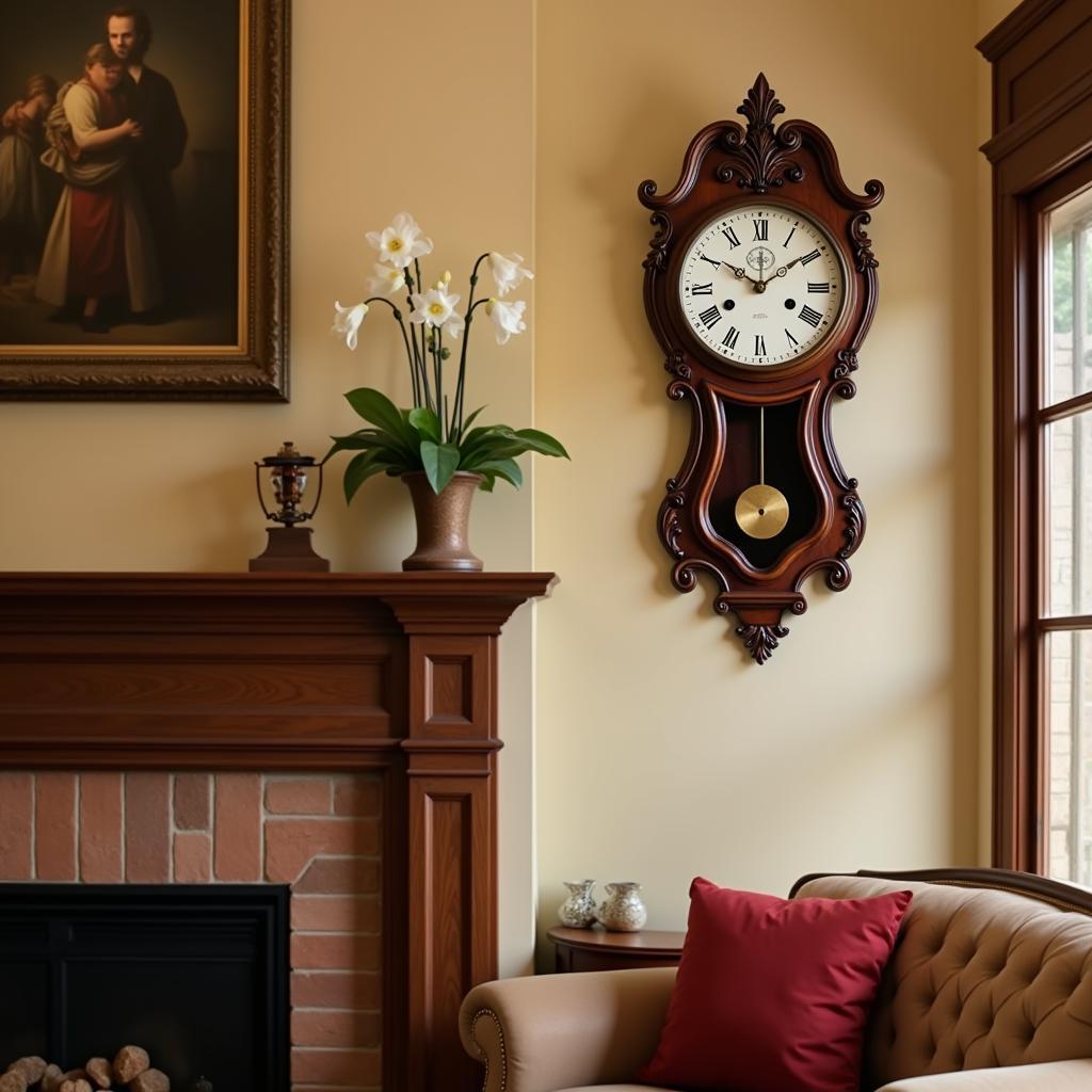 Antique Wall Clock with Chimes in a Living Room