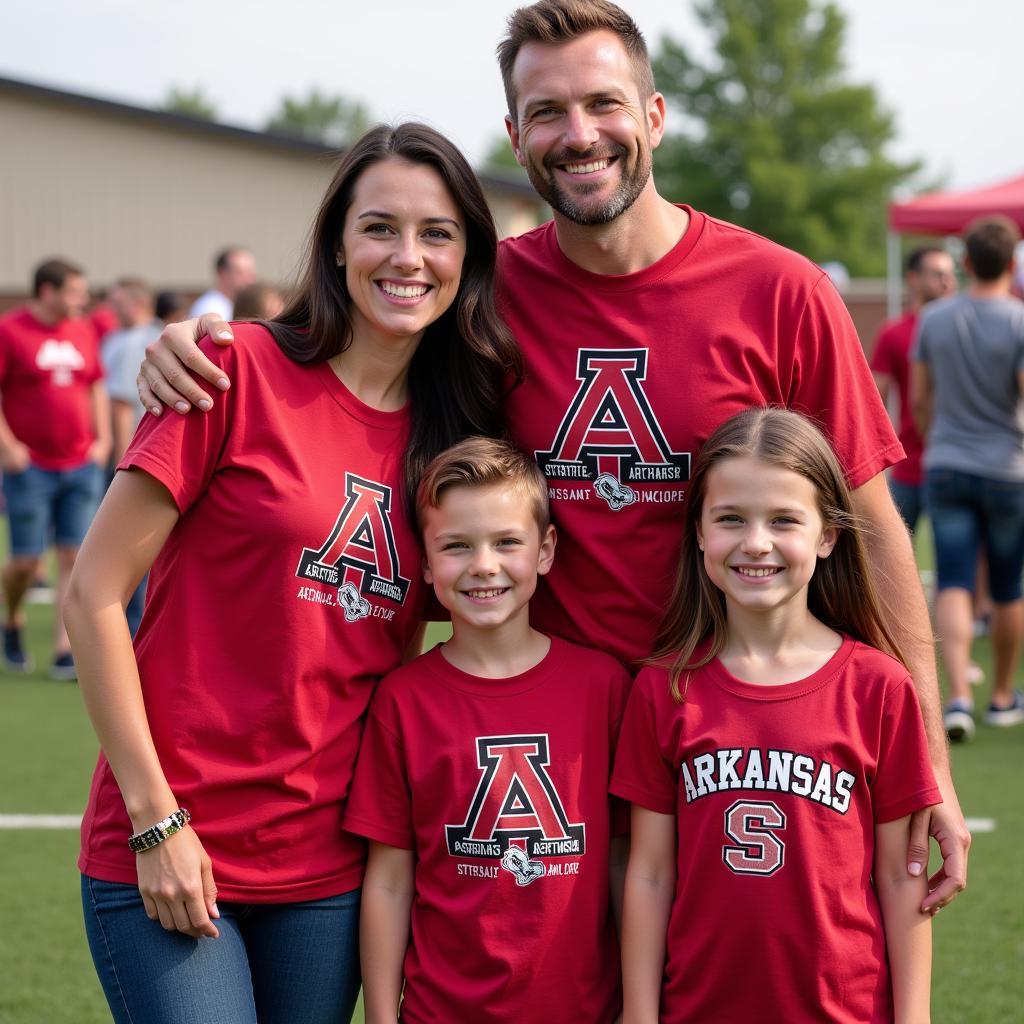 Arkansas State Family Wearing Matching Shirts