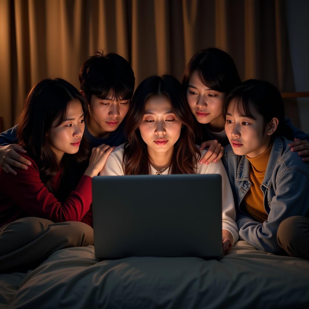 Fans Enjoying Asian Dramas on Laptop