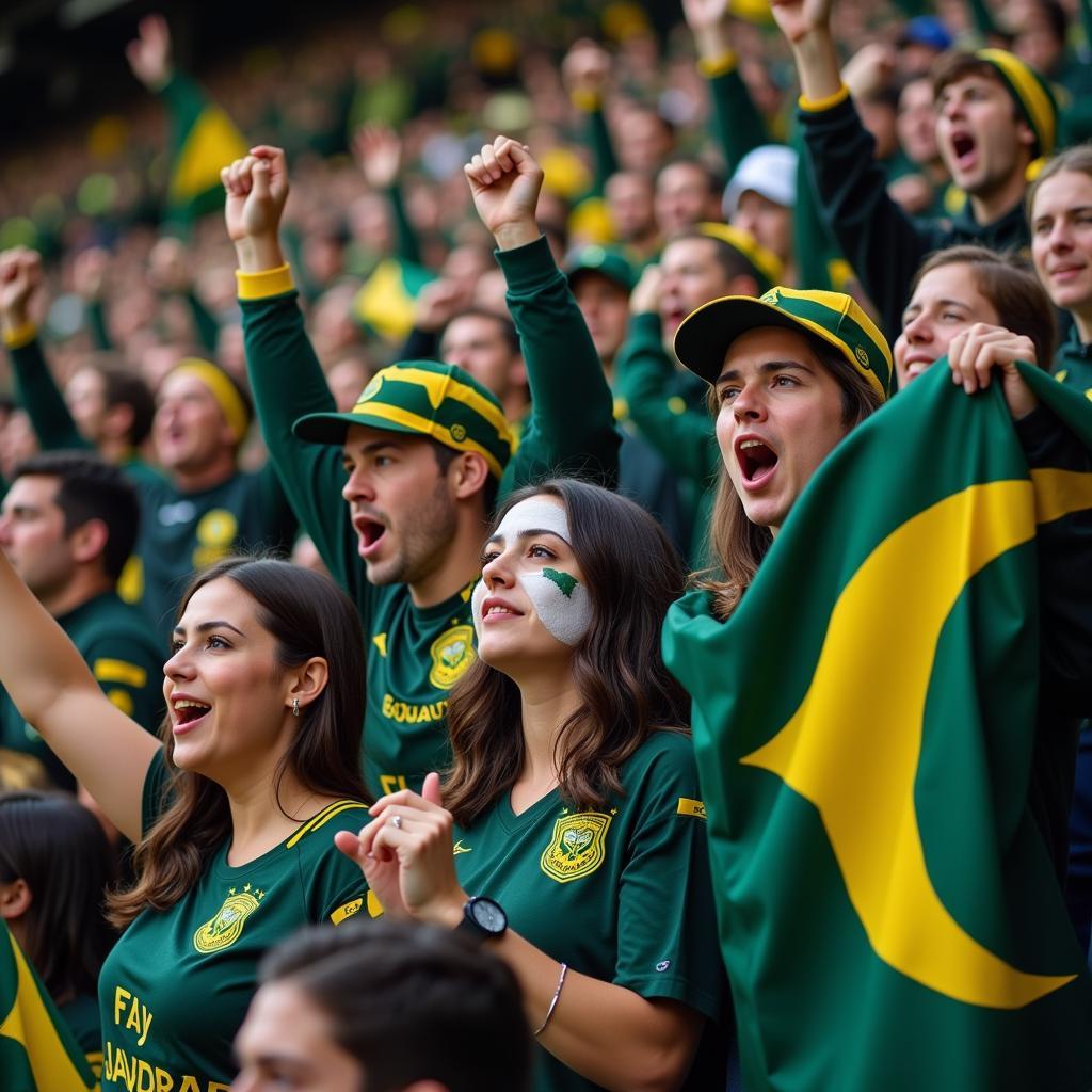 Fans cheering in the visitors section at Autzen Stadium