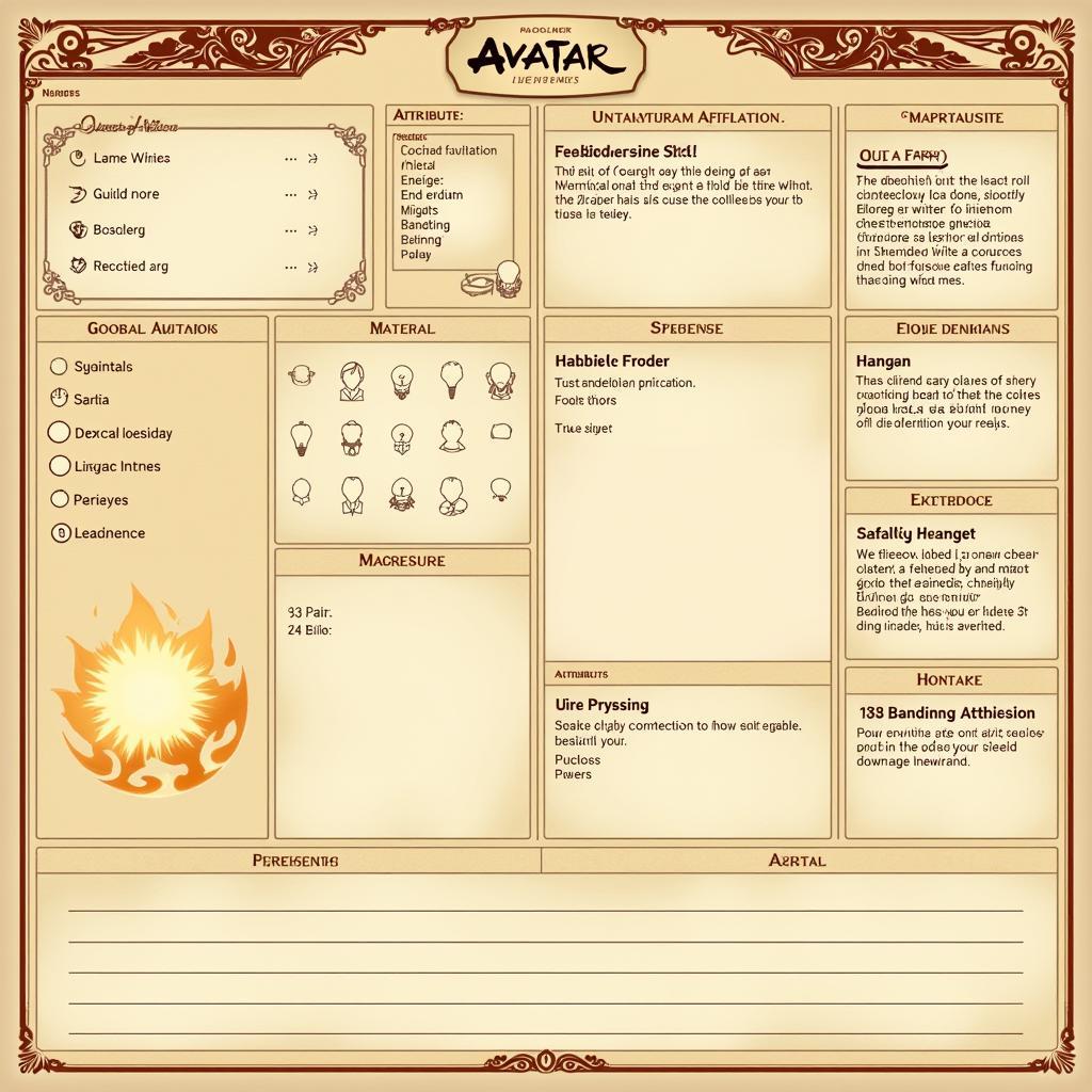 Avatar Legends character sheet example