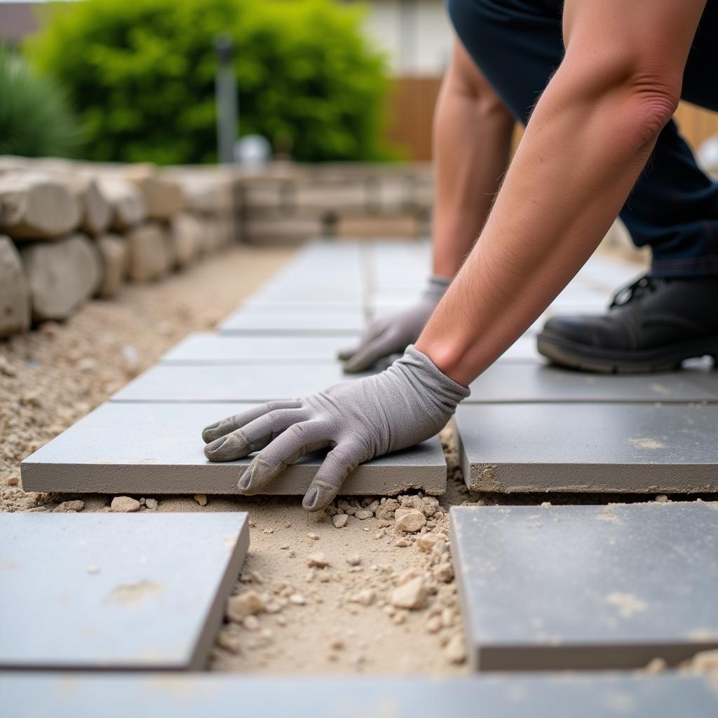 Installing Backyard Floor Tiles