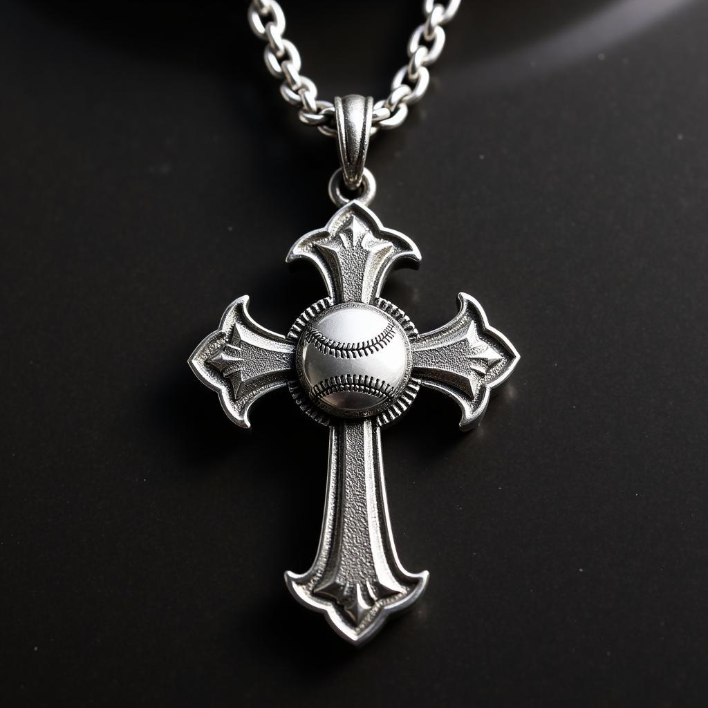 Baseball Necklace Cross Design