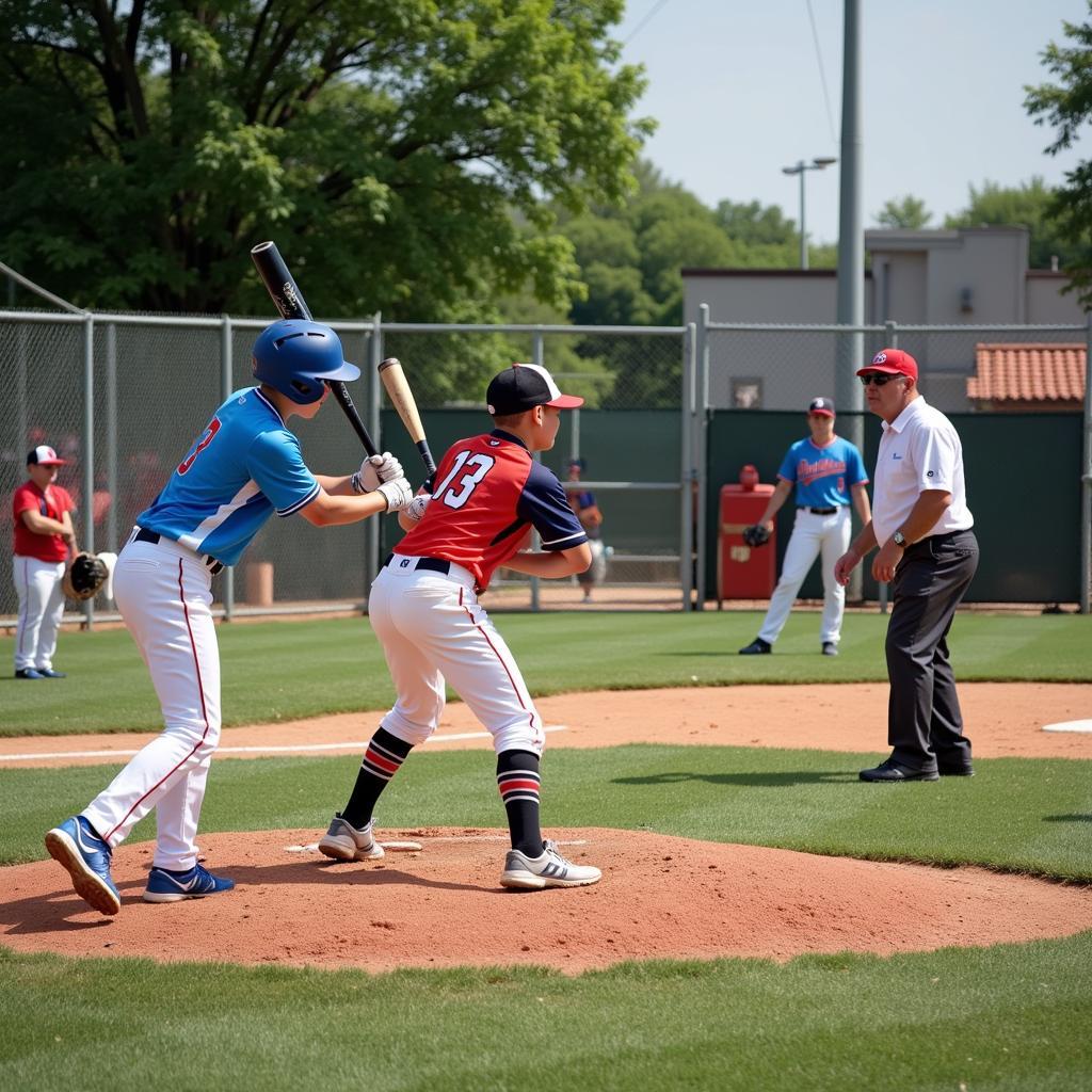 Young athletes practicing in a baseball nursery