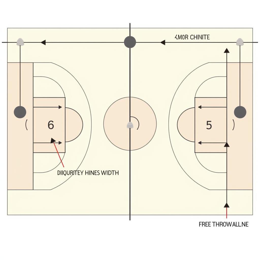 Basketball court dimensions and markings