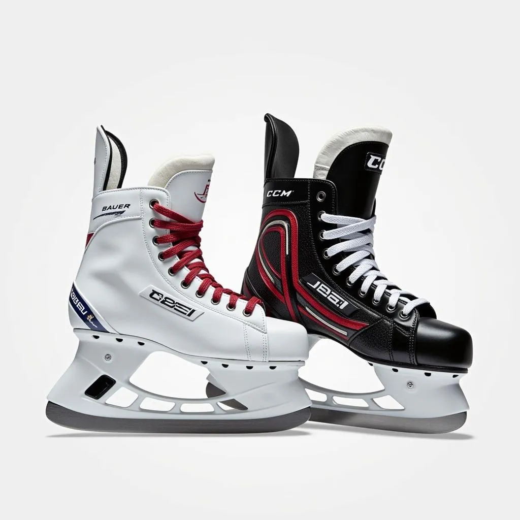 Bauer and CCM hockey skates on display