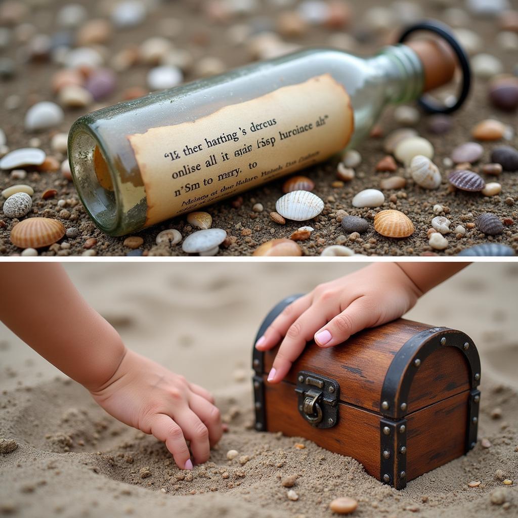 Creative clue ideas for a beach treasure hunt.