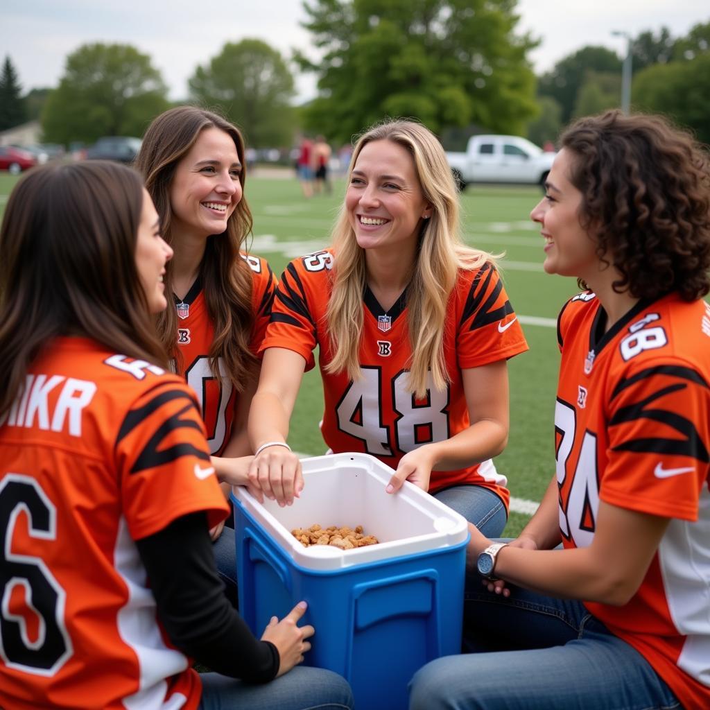 Bengals Fans Gather Around Cooler