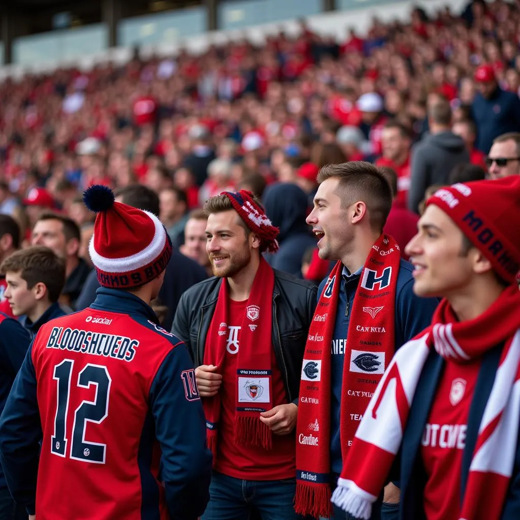 Bloodhound fans sporting jerseys and scarves