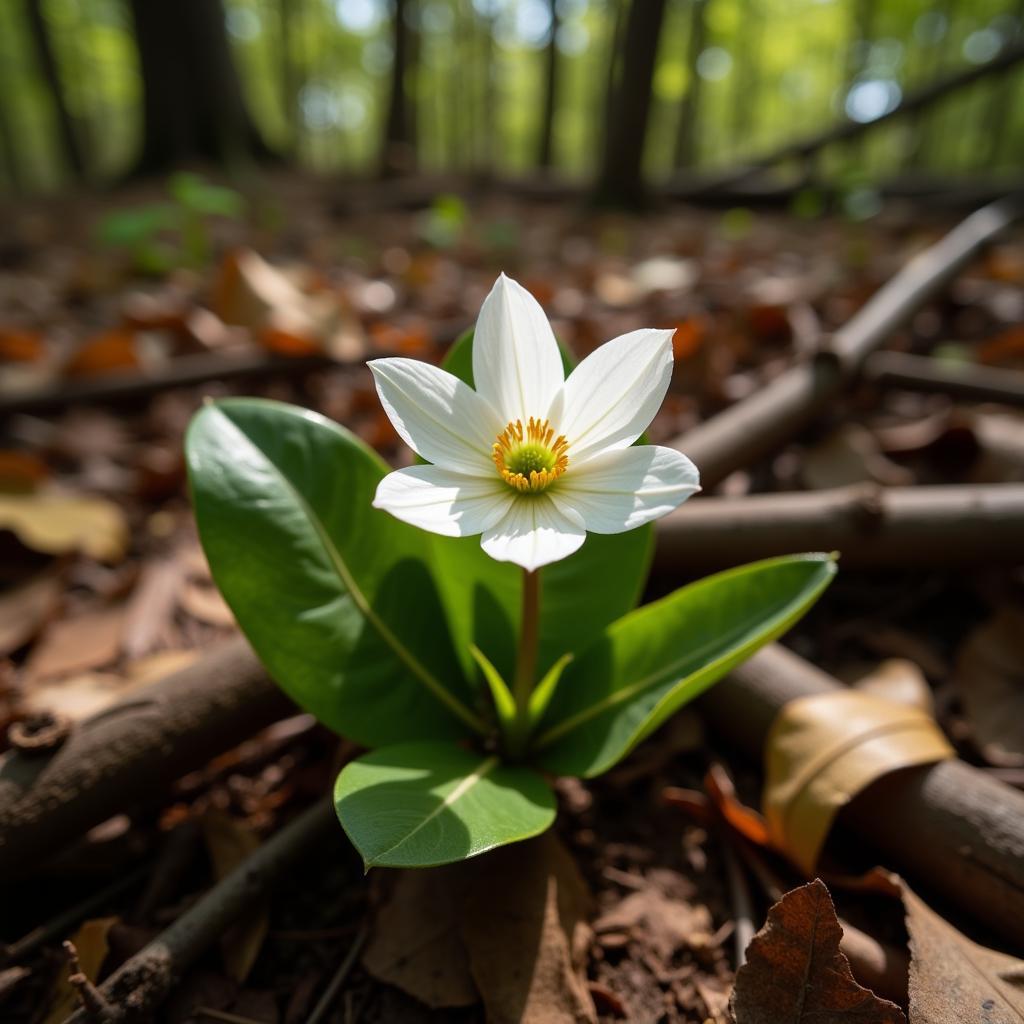 Bloodroot Flower on the Forest Floor