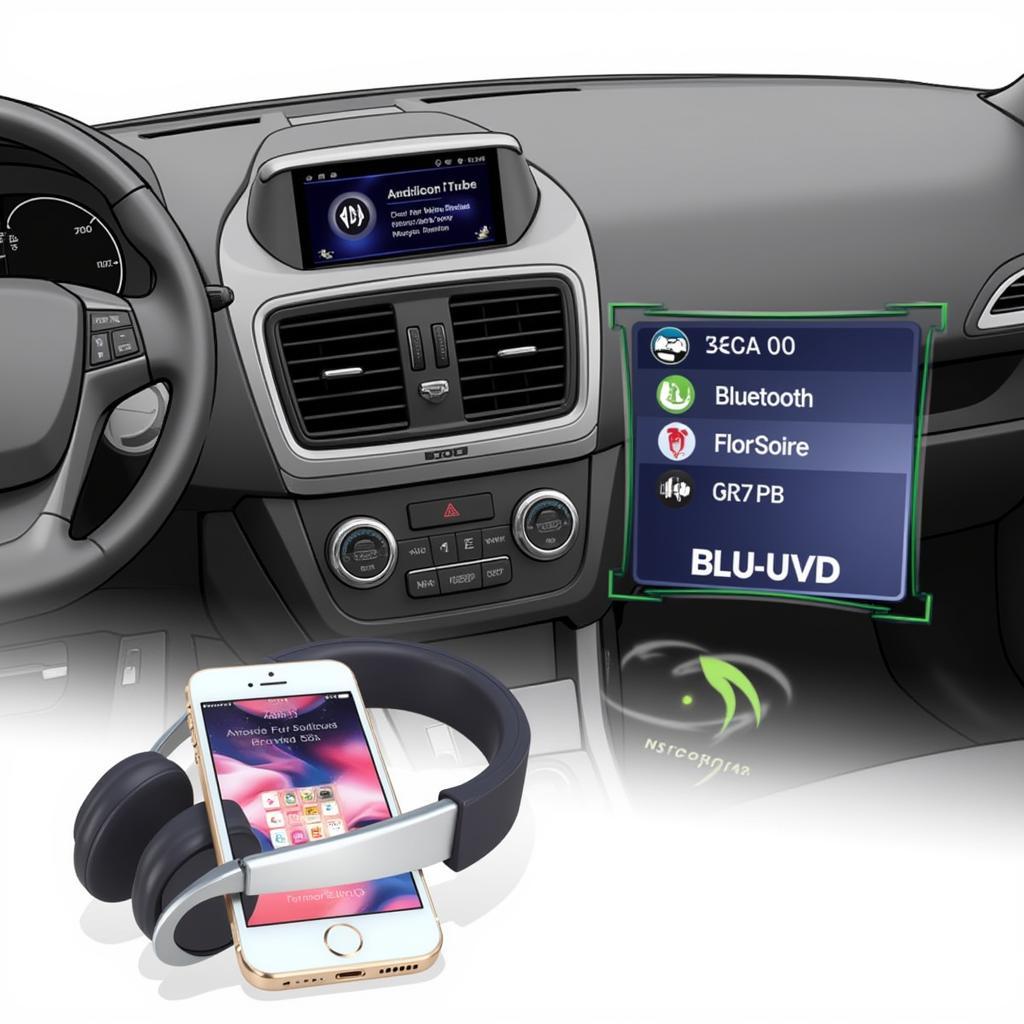 Bluetooth headphones seamlessly connecting to a car's infotainment system