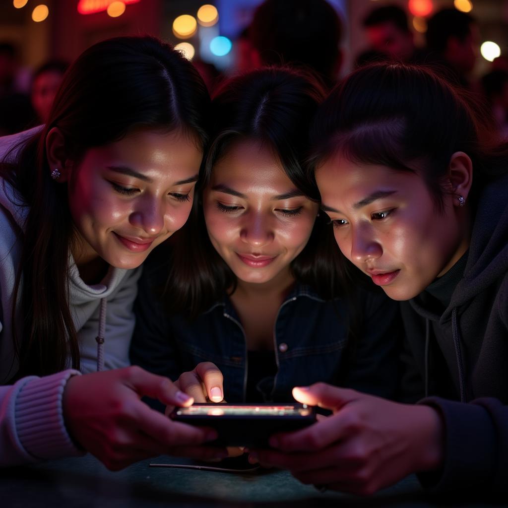 Bolivian gamers enjoying mobile games