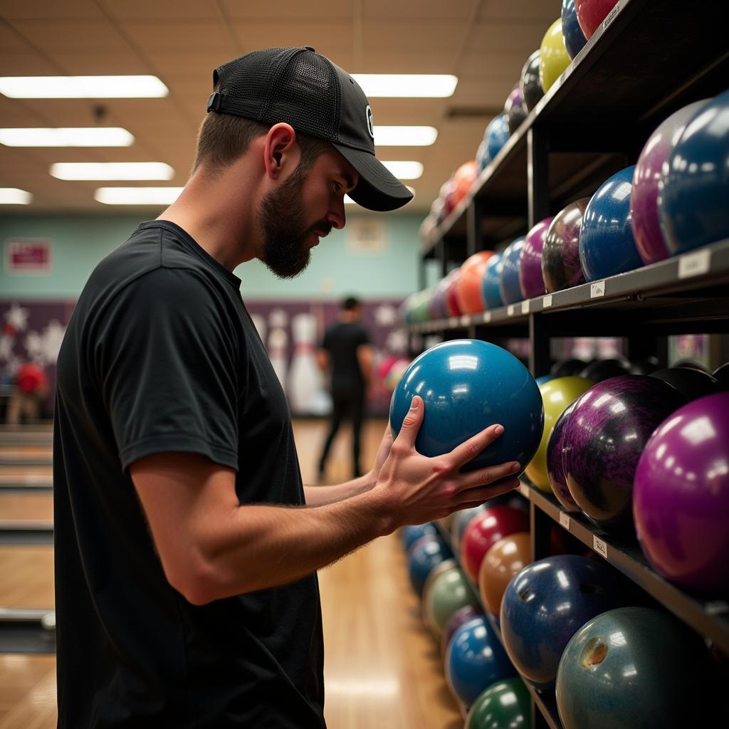 Bowler selecting a Vapor Zone bowling ball