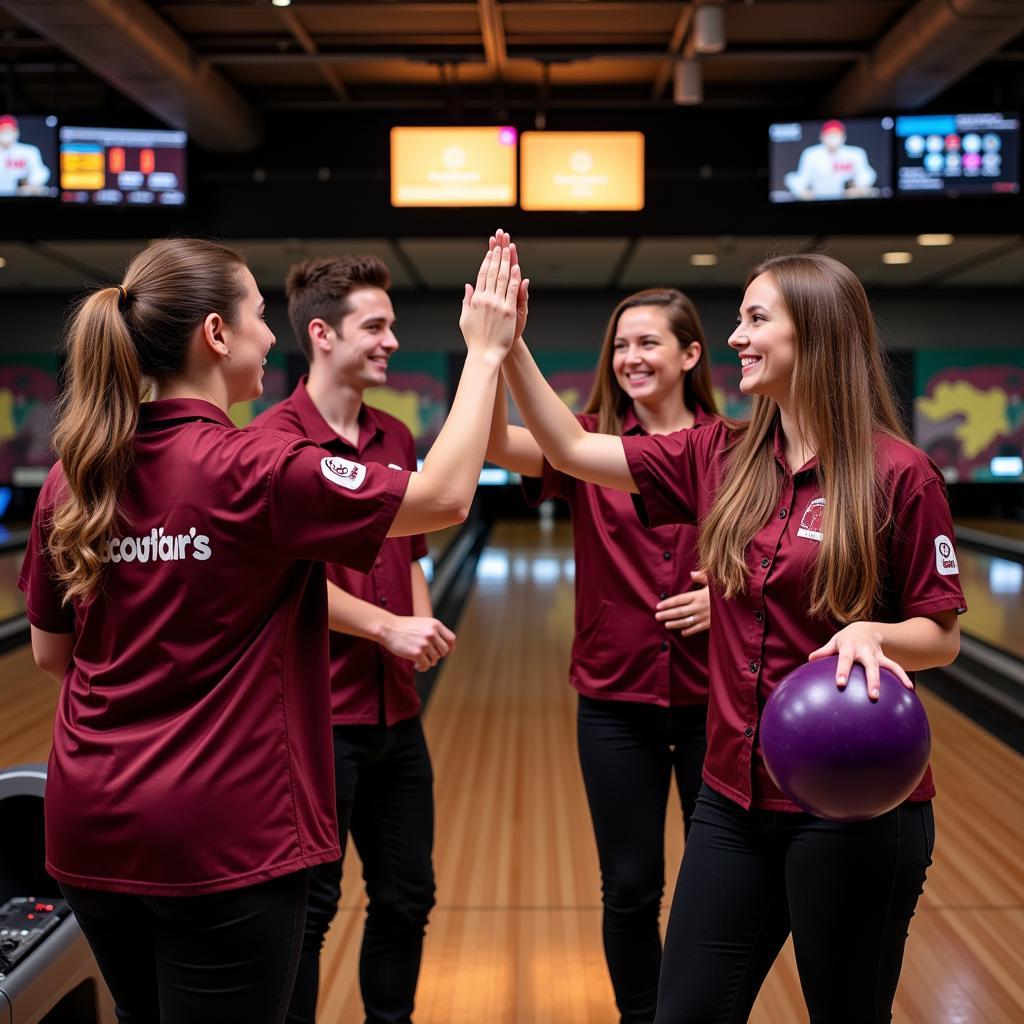 Bowling Team Celebrating a Strike