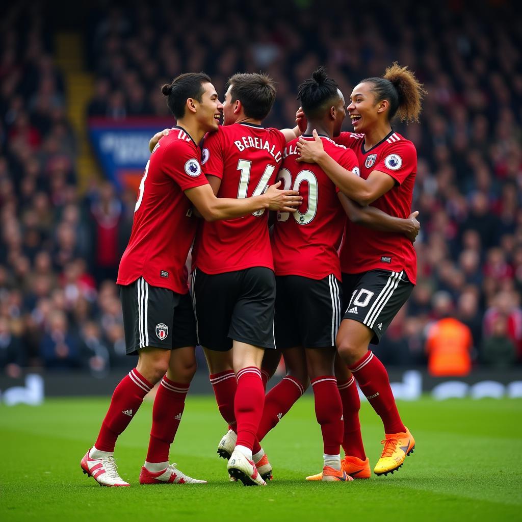 Brentford Players Celebrating a Goal