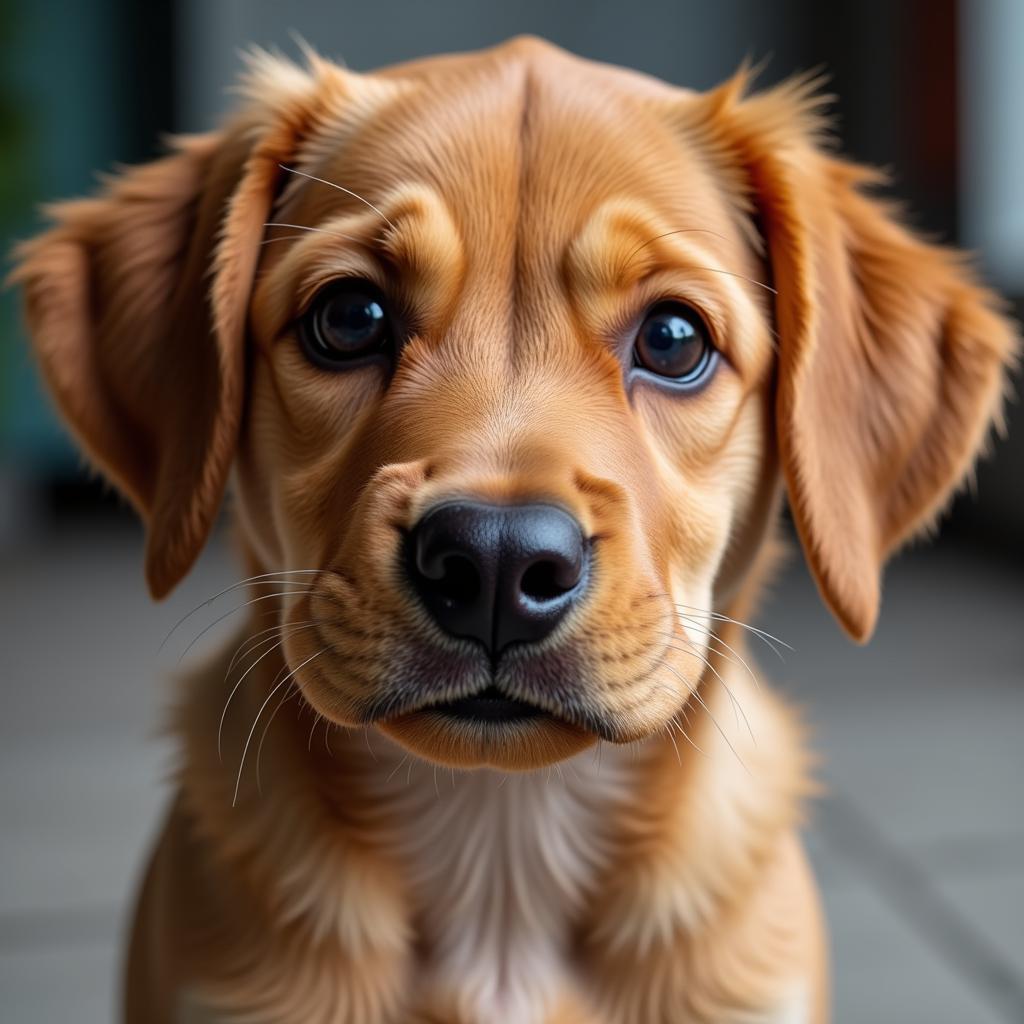 Adorable brown mutt puppy with soulful eyes