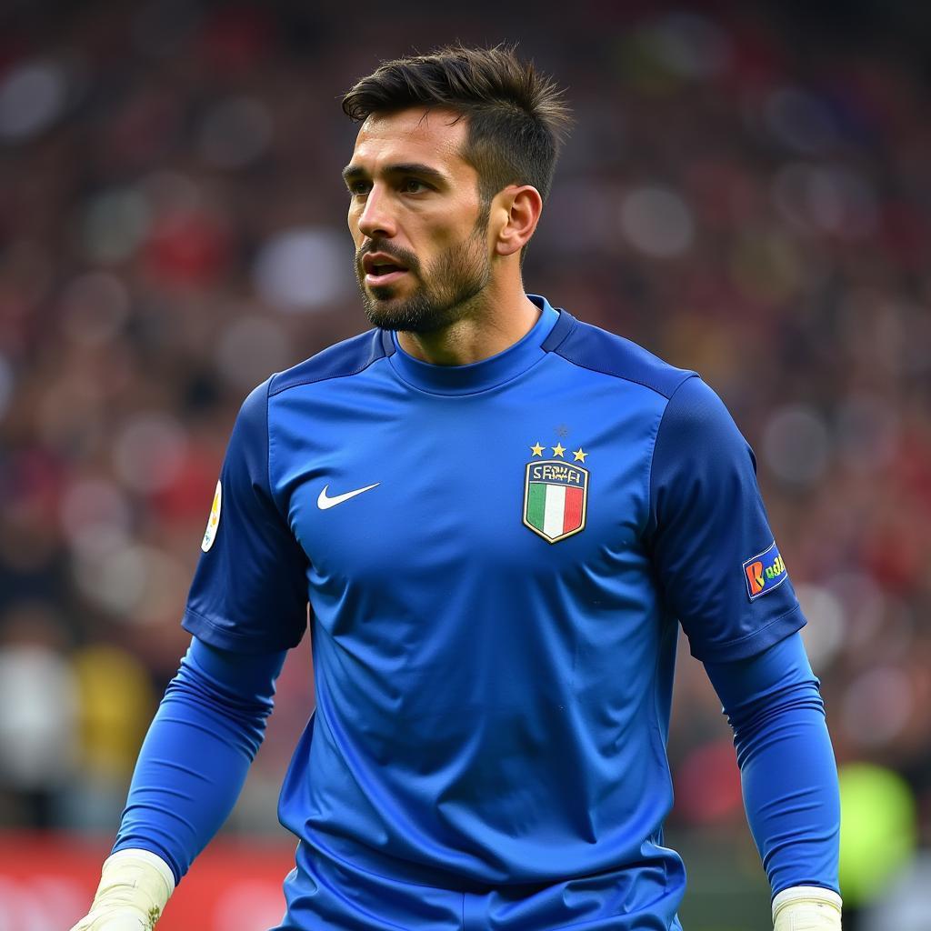 Gianluigi Buffon in his Italy national team jersey