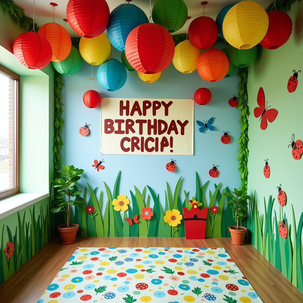 Festive bug birthday party decorations