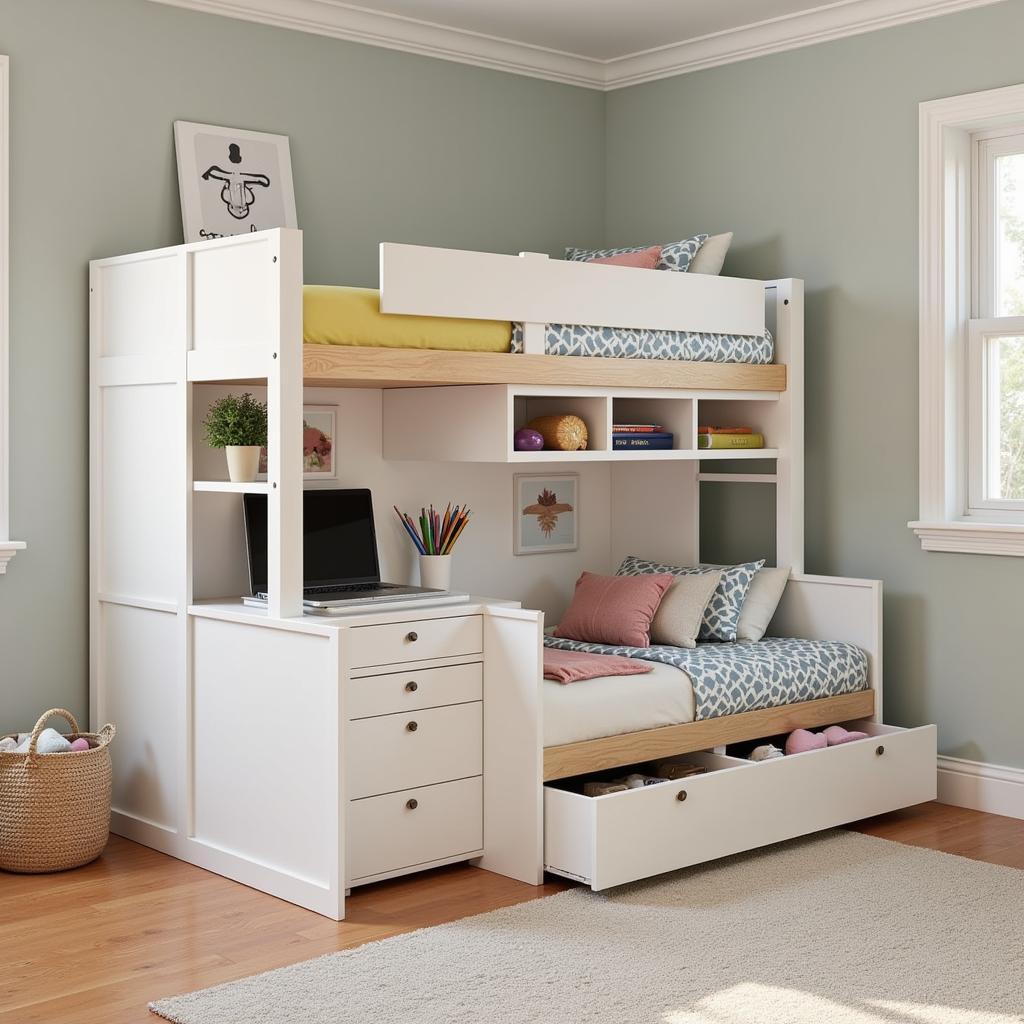 Bunk Bed with Workspace and Clever Storage Solutions