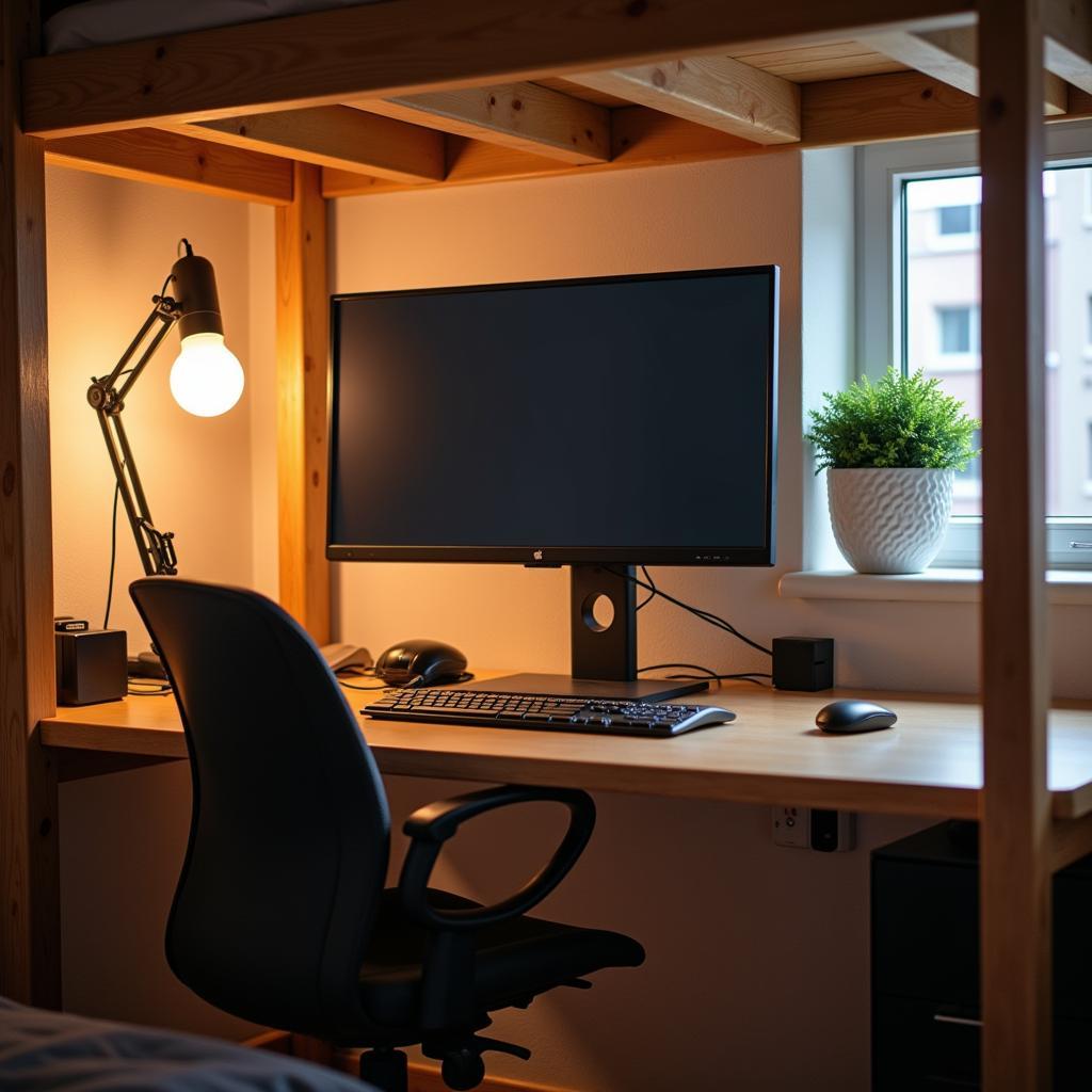 Ergonomic Workspace Setup in a Bunk Bed