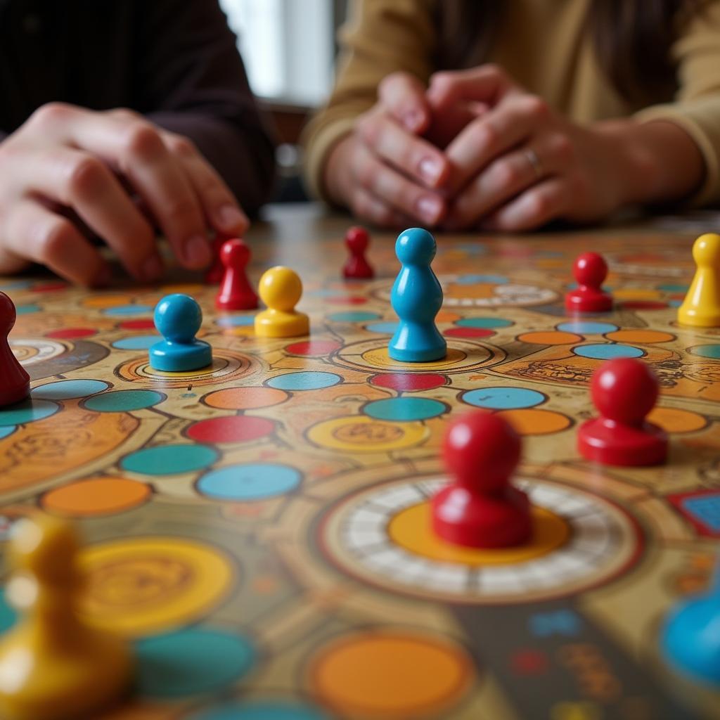 Players strategizing their moves in a carousel board game