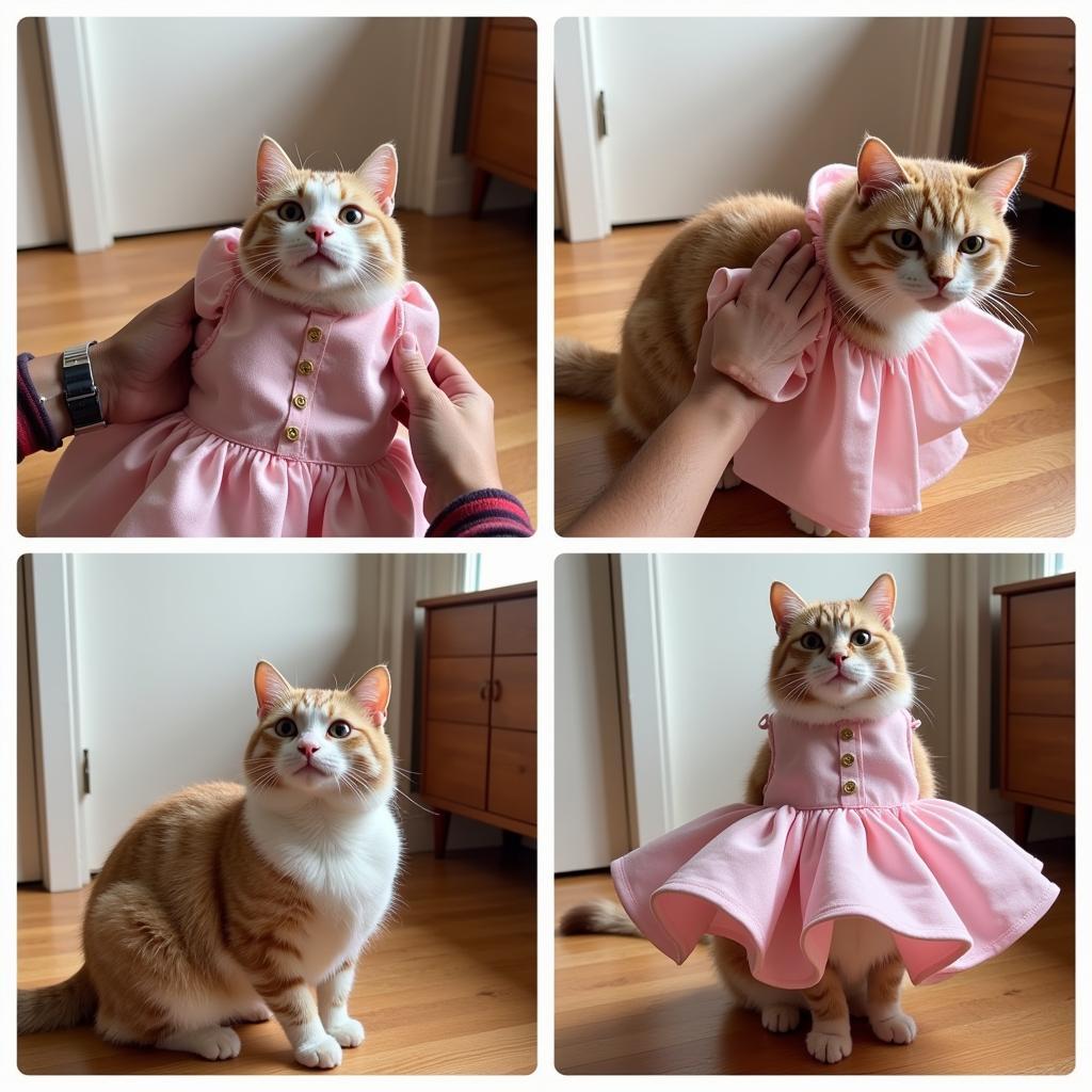 Cat Getting Used to Dress