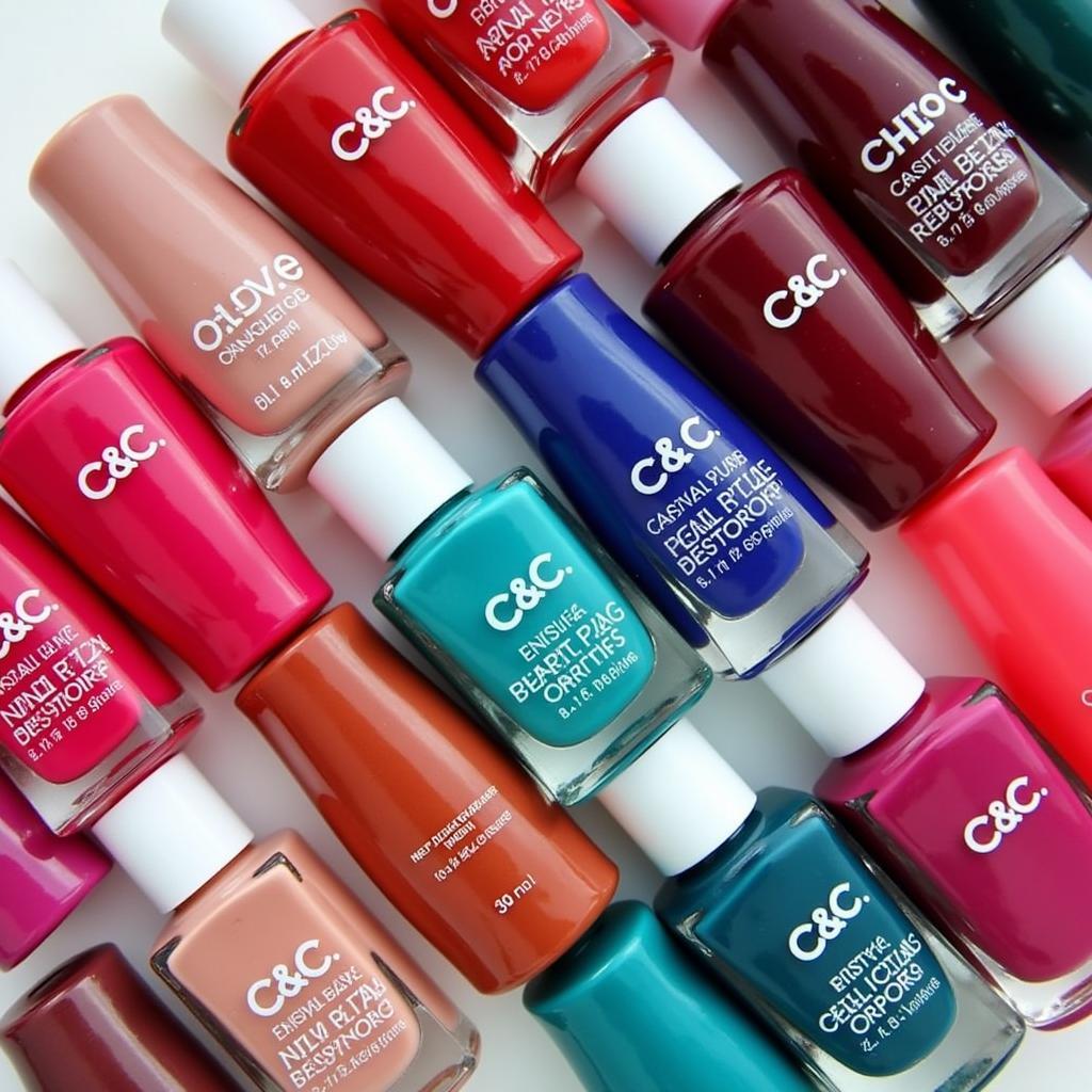 C&C nail polish bottles in various colors