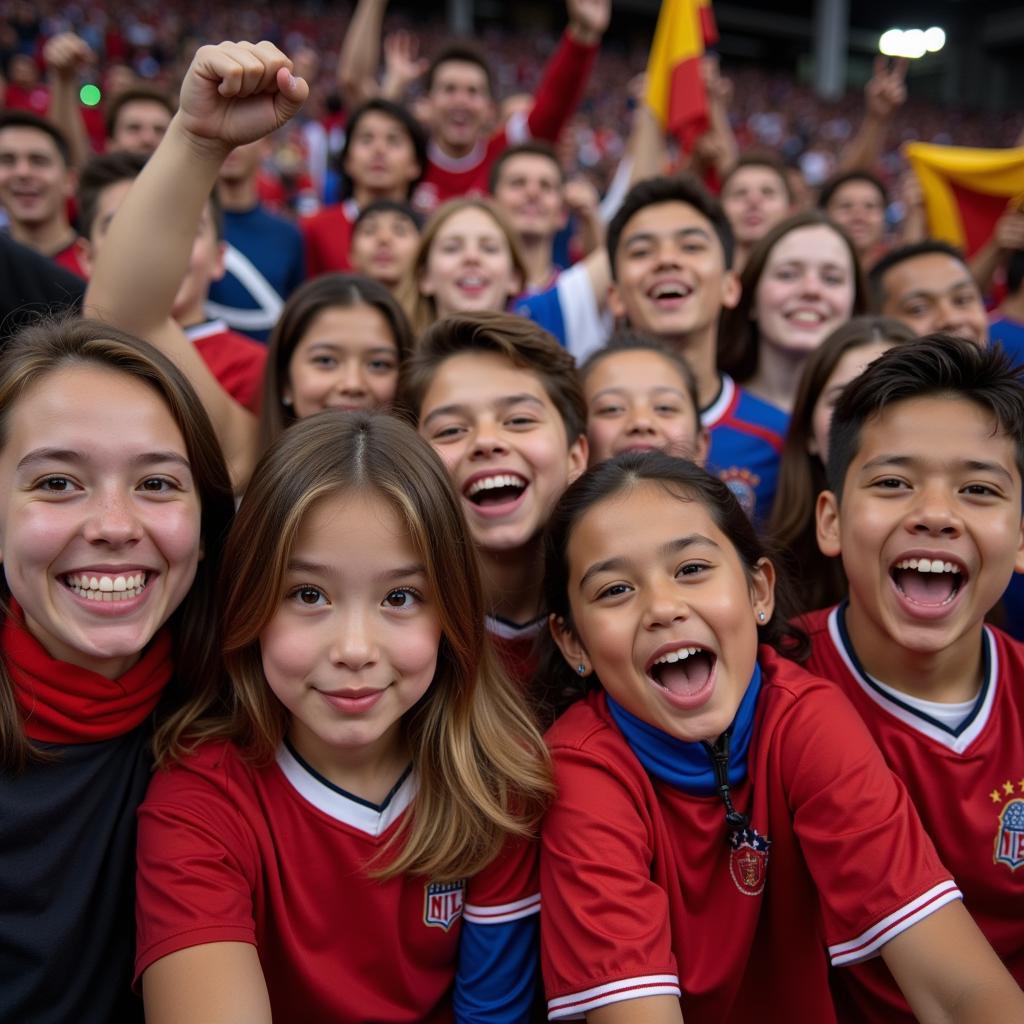 Group of fans celebrating their team's victory