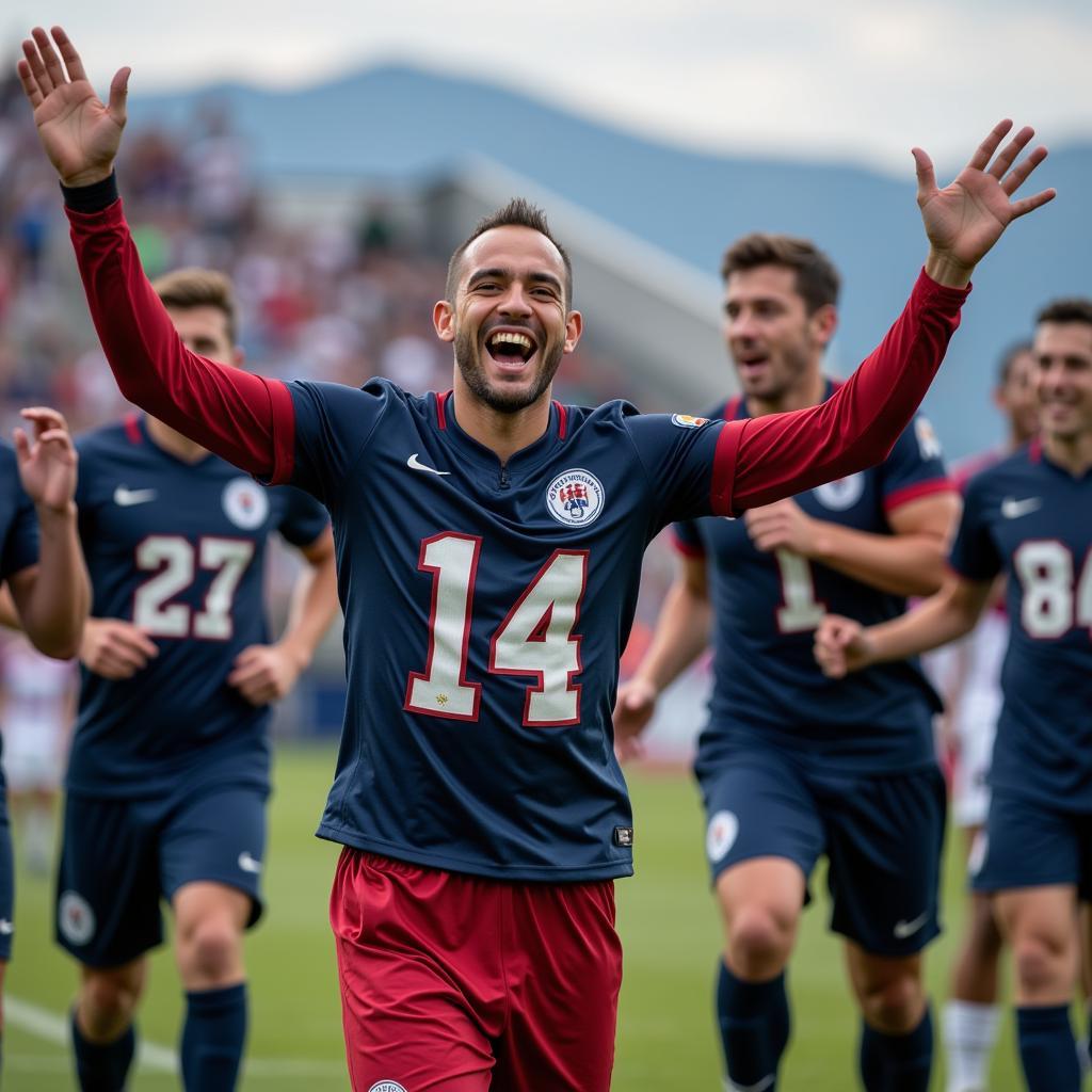 Yamal celebrates with his teammates after a spectacular play in GDT 4.