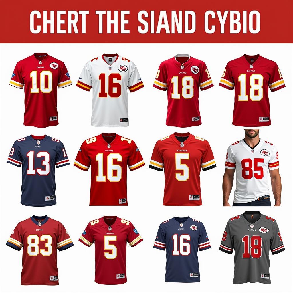 A variety of Chiefs retro jerseys from different eras.