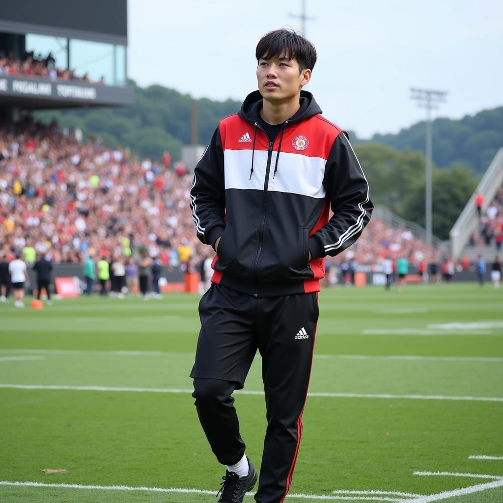 Cho Gue-Sung displaying his athleticism and style on the football field.