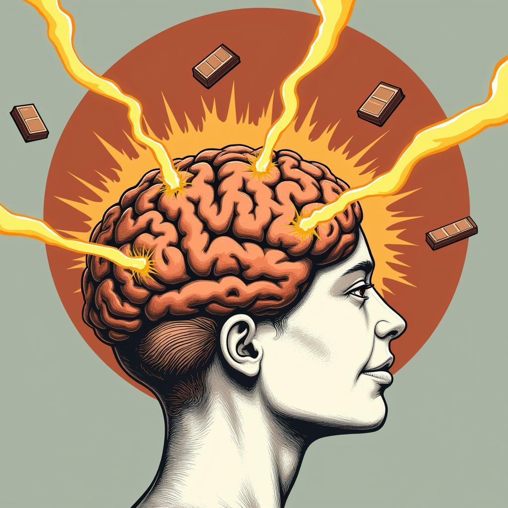 Illustration of brain with positive energy