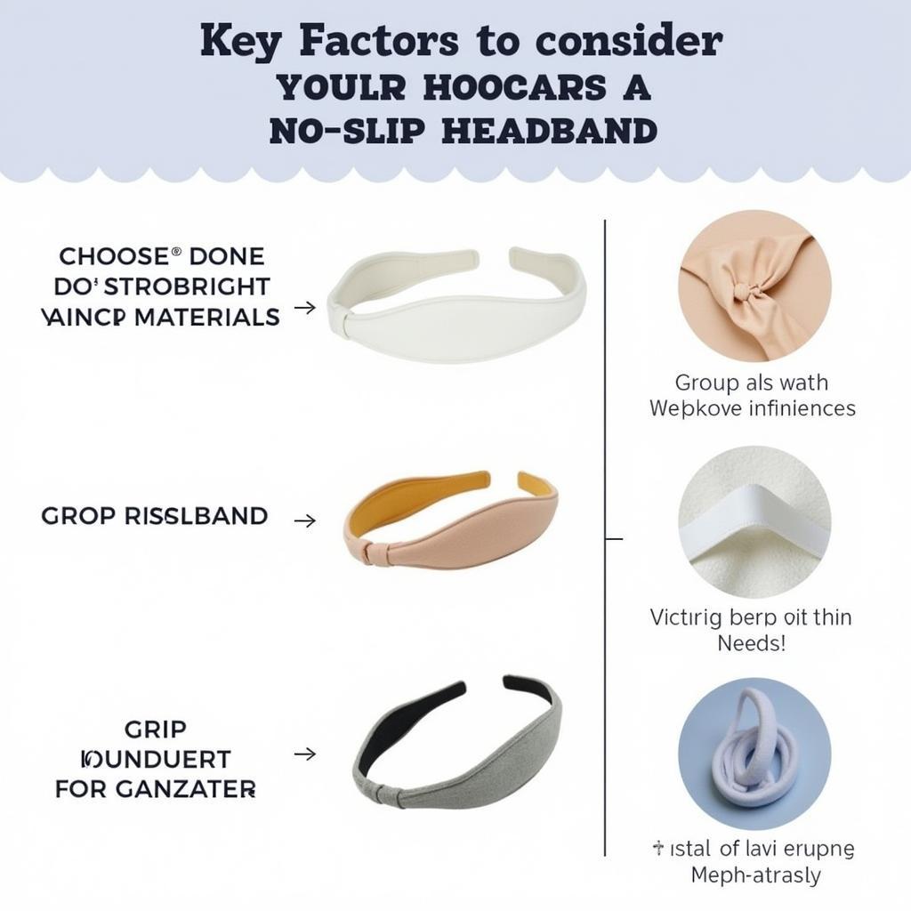 Factors to consider when choosing a no slip headband, including width, material, and grip