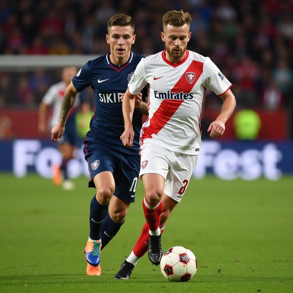 Christian Sørensen dribbling past an opponent during a match