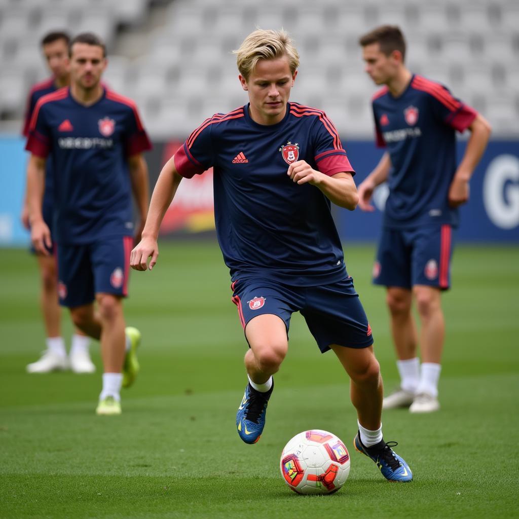 Christian Sørensen training at the youth academy